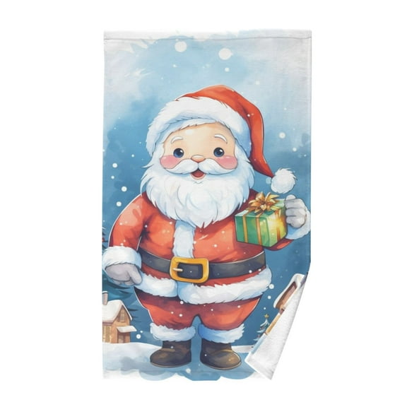 Christmas Santa Claus Trees Houses Hand Towel Bath Towels Face Towels Cotton Absorbent for Home Hotel Spa Swimming Yoga Sports