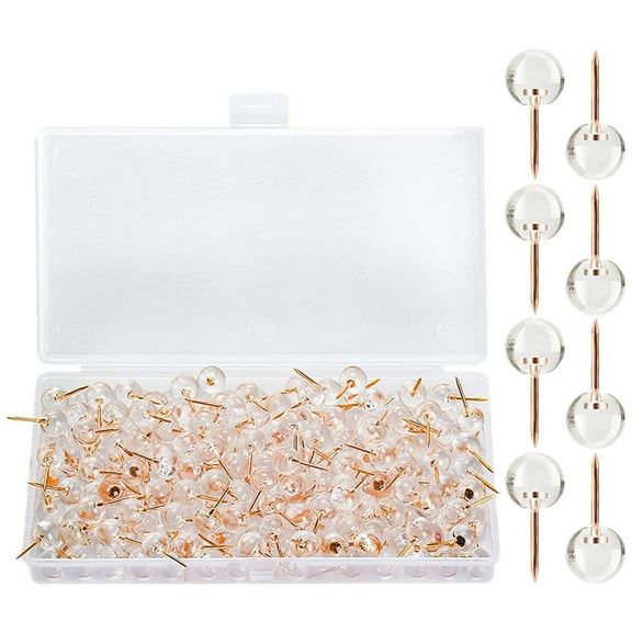 LULULION 50Pcs Decorative Push Pin Thumbtacks Transparent Rose Gold Metal Modern Design for Office Use