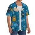 thumbnail image 4 of Xecao offers the Cute Colorful Owls And Trees for Men's Casual Short-sleeved Shirt, a button-up collared shirt with a pocket, perfect for beach vacations and yacht travel in the 4X-Large size., 4 of 7