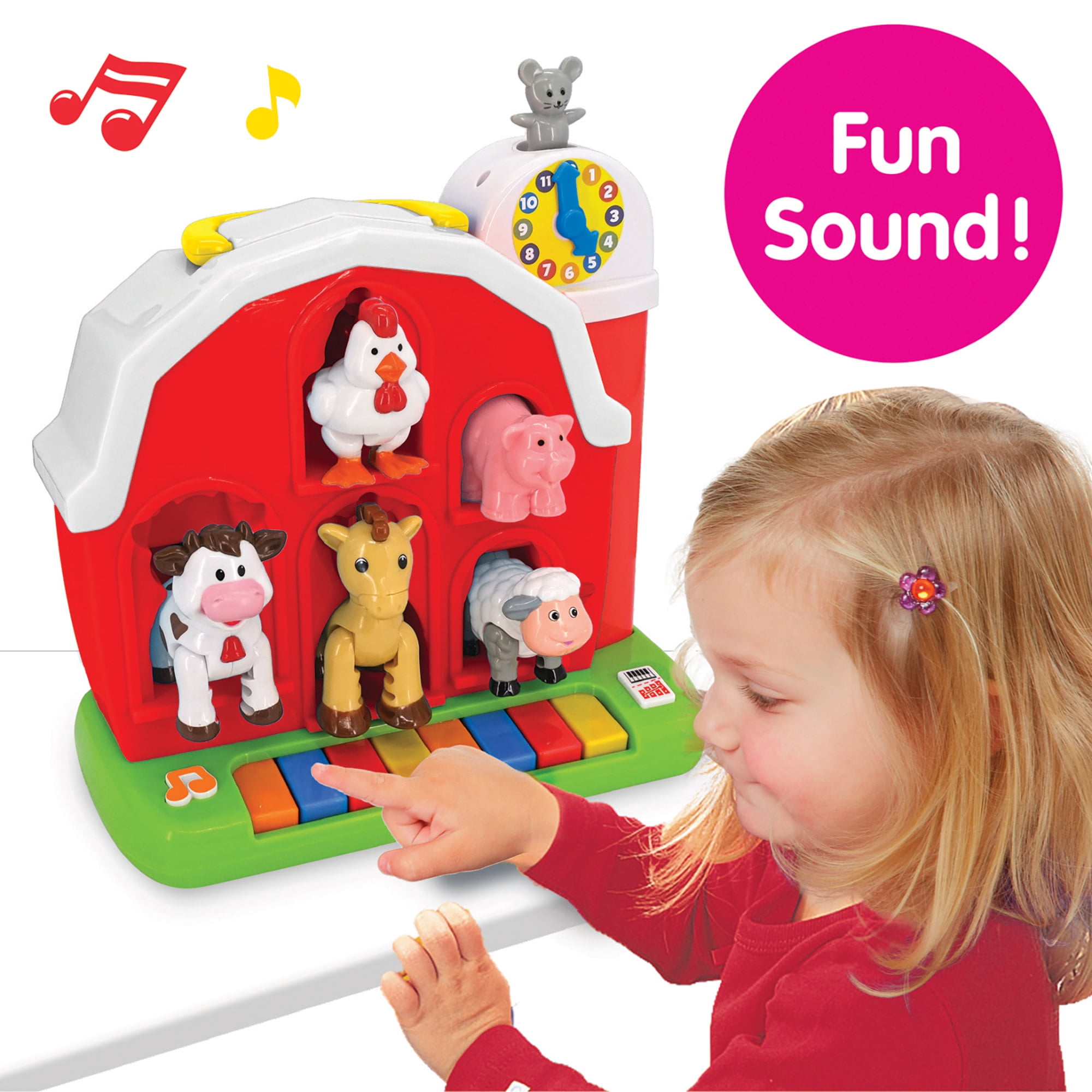 Kiddieland: Musical Fun - Farm House Playset - Interactive Red Barn Piano Toy, 5 Removable Animal Figurines, Lively Sounds Play, Kids-Toddler 12mo+