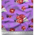 thumbnail image 1 of Soimoi Purple Silk Fabric Fig,Pomegranate & Floral Print Fabric by Yard 42 Inch Wide, 1 of 1
