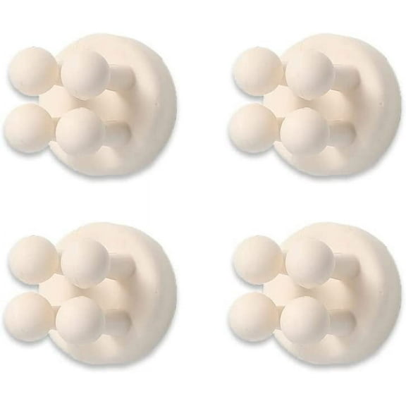 4Pcs Wall Mounted Silicone Toothbrush Holder Waterproof Self Adhesive Single Toothbrush Hook Razor Holder for Shower Multi Function Hook Be Used for Bathroom Kitchen Living Room Office (White)