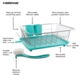 thumbnail image 3 of Farberware Compact Dish Rack with Frost Sink Brush, Teal, 3 of 21