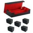 thumbnail image 4 of Boîte de Rangement en Cuir PU avec Fermeture pour Cartes de Collection, Cartes de Baseball, Football, Basketball, Cartes de Sport, Noir Rouge, 4 of 8