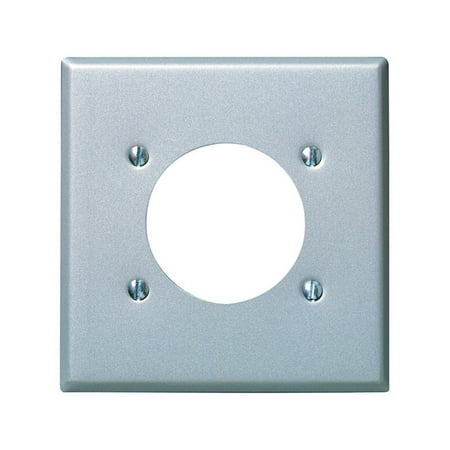 Open Top Receptacle Finish - Leviton 001-4934 Two Gang Aluminum Finish Power Outlet Receptacle Wallplate