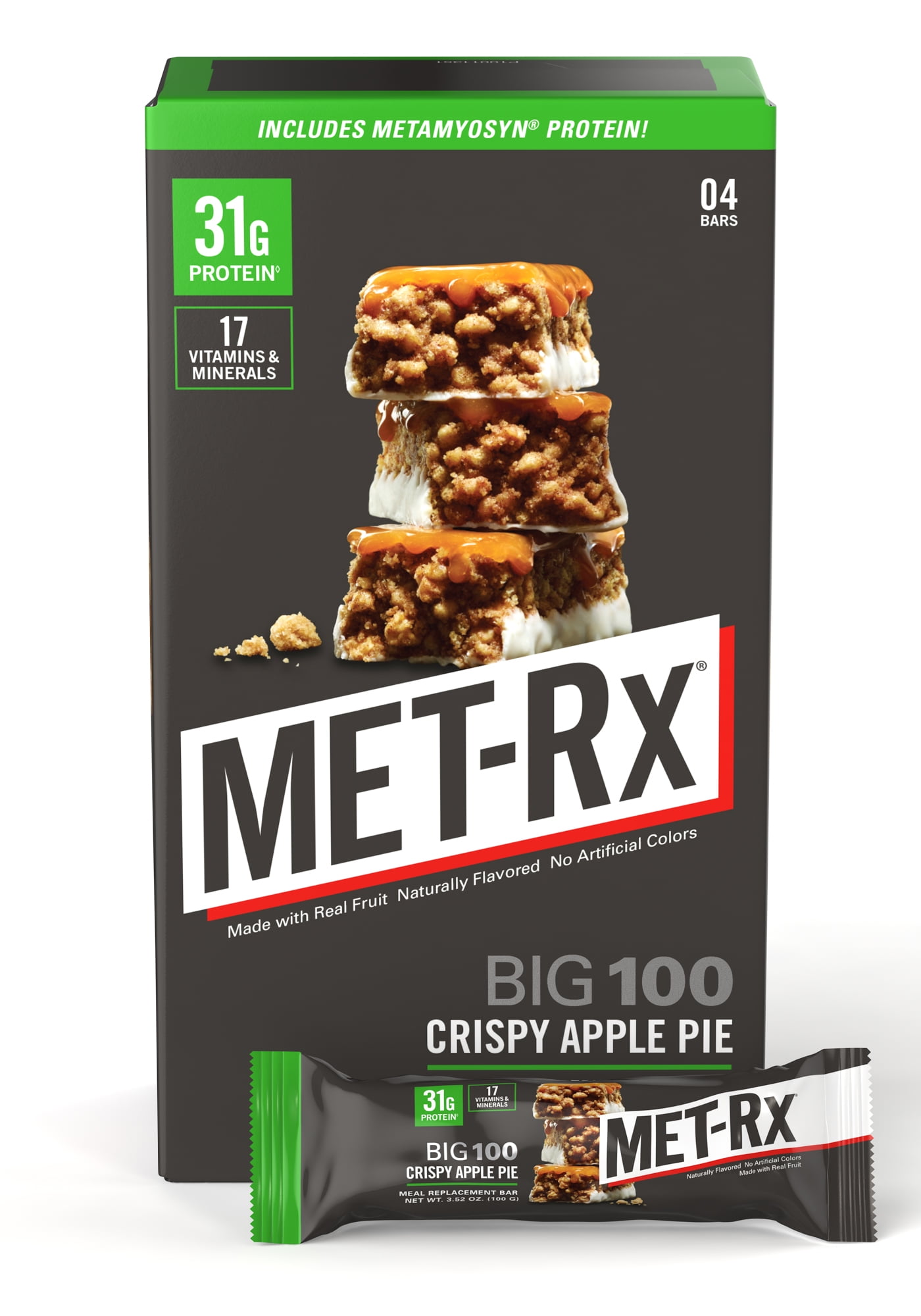 METRx Big 100 Colossal Protein Bar, Crispy Apple Pie, 4 Count Value