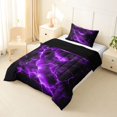 thumbnail image 2 of Homewish Purple Glowing Lightning Twin Comforter Sets,Abstract Geometric Bedding Set,Black Reversible,2 Pieces,1 Comforter and 1 Pillowcase, 2 of 7