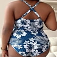 thumbnail image 4 of Hvot&aat Womens Plus Size One Piece Swimsuits Floral Halter Criss Cross Back Swimwear Vintage Ruched Bathing Suit, 4 of 5