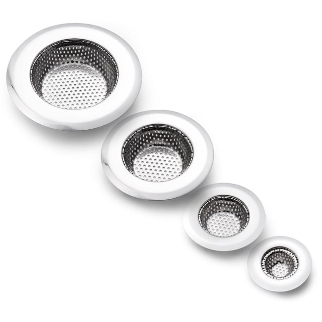 Cornerjoy Paquete De 4 Coladores De Drenaje Para Fregadero De Cocina De Acero Inoxidable Resistente, Recogedor De Cabello Para Baño, Cubierta De Drenaje Para Ducha, Tapón De Drenaje Para Bañera, Lavab