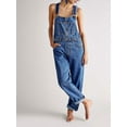 thumbnail image 6 of Women Loose Baggy Denim Bib Overalls Casual Wide Leg Jeans Jumpsuits Suspender Harem Pants Romper with Pockets, 6 of 7