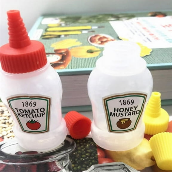 Visland 2Pcs Squeeze Bottles for Sauces, Plastic Dressing Squirt Bottles Ketchup Bottles with Cap Lids, Condiment Bottles for Liquids BBQ Dressing Pancake Art Dispenser