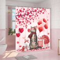 thumbnail image 4 of Valentine''s Day Cat Shower Curtain, Spring Romantic Love Red Hearts Tree Decor Bath Curtains, Rose Flower Gift Valentines with Hooks Fabric Seasonal Bathroom Sets 36X72Inch, 4 of 6