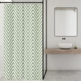 thumbnail image 4 of Stall Small Sage Green White Chevron Shower Curtain Boho Modern Striped Geometric Herringbone Simple Contemporary 36Wx72H Inch Neutral Fabric Decor Bathroom Polyester Waterproof 7 Pack Hooks, 4 of 6