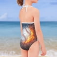 thumbnail image 4 of SEANATIVE Size 5-6 T One Piece Bathing Suit Breathable Beach Sleeveless Swimwear Leisure Fire Water Baseball Kids Tankini Swimsuit for Girls, 4 of 5