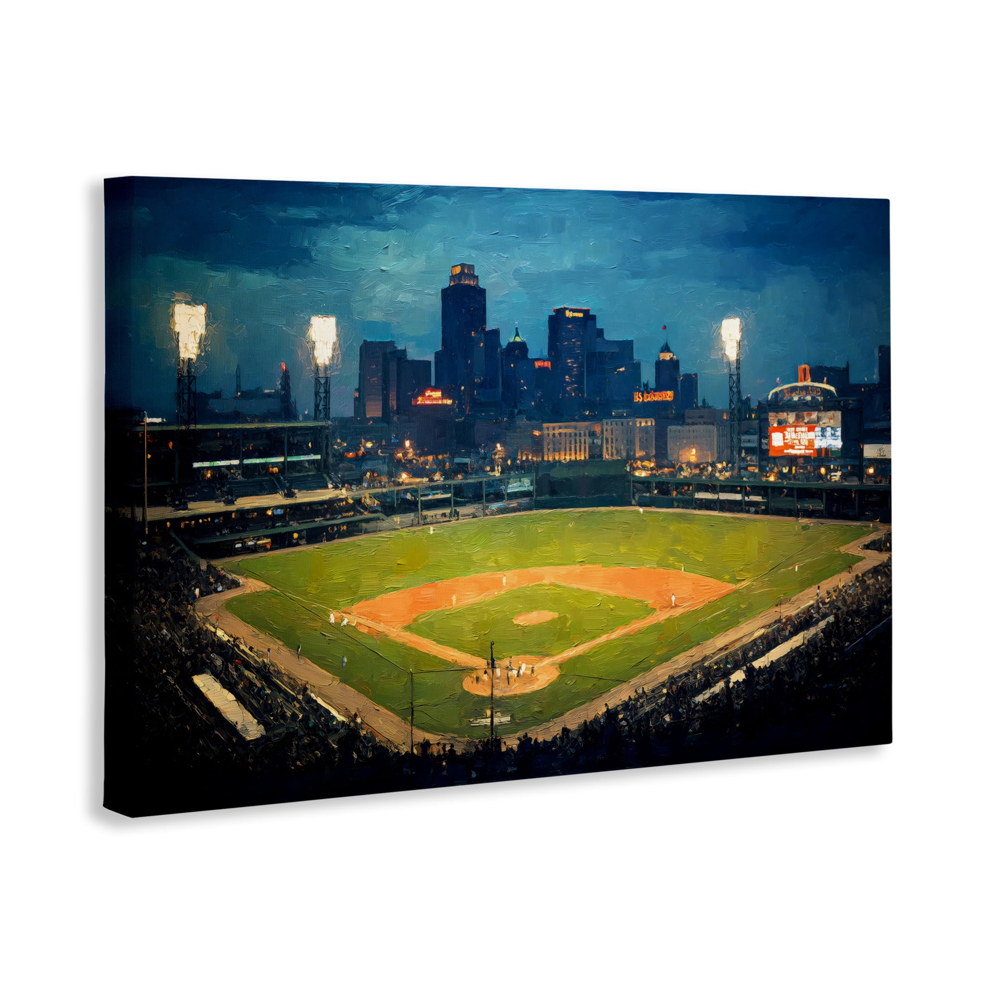 Baseball Stadium at Night Canvas Wall Art, design by Arlington Prints