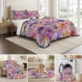 thumbnail image 6 of King Quilt Set 96''x106'', Farmhouse Flowers Lightweight Bedspread Coverlet with 2 Pillow Shams, Spring Watercolor Purple Pink Floral Beige Breathable All Season Quilt Bedding for Bedroom/Guest Room, 6 of 9