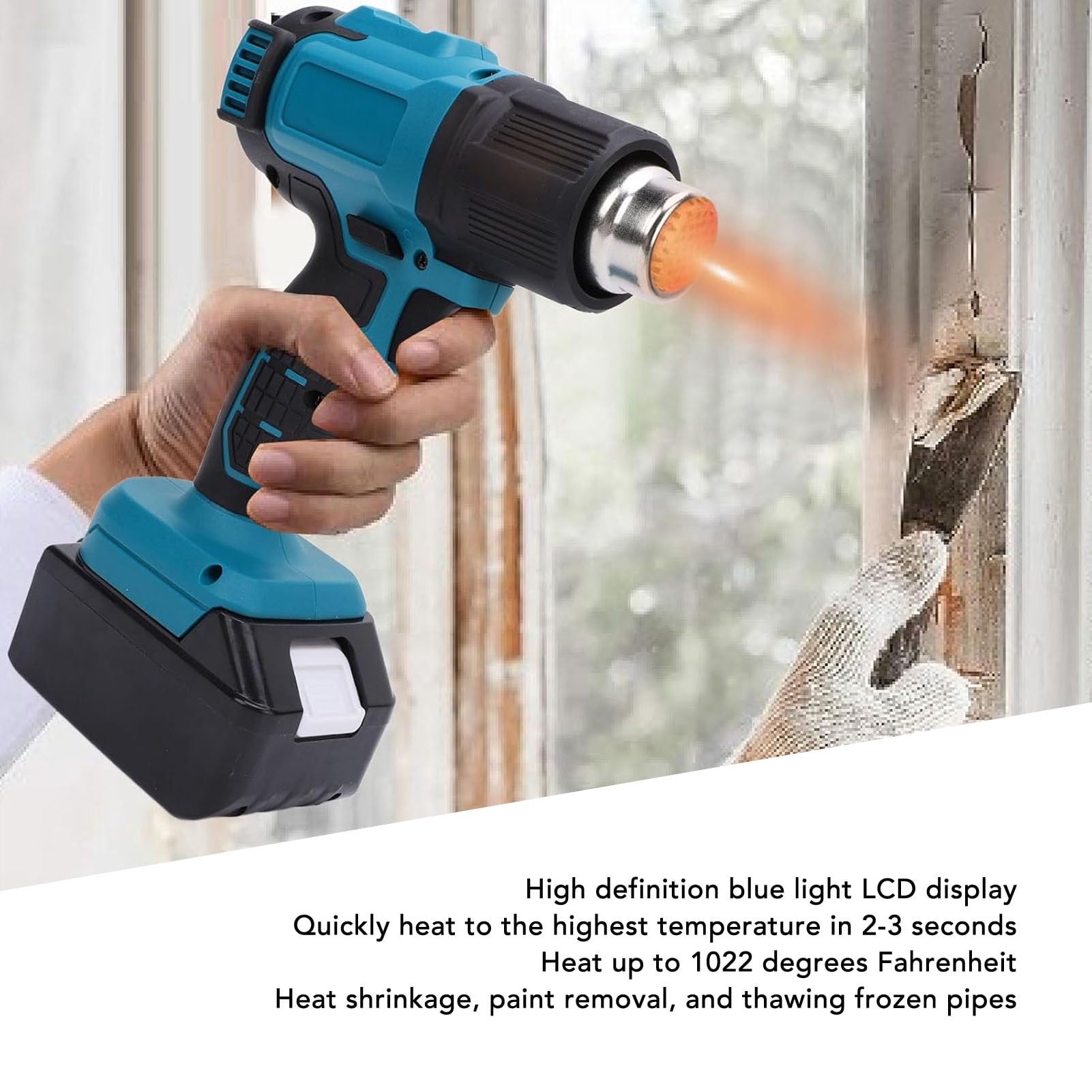 YAHHU Cordless Heat Tool Fast Heating Hot Air Gun Variable Temperature Control Overheat Guard Includes 3 Nozzles for Shrink Wrap Crafting DIY Projects (12.2 inches / 31 cm)