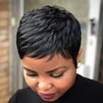 thumbnail image 3 of Estilo negro africano tendencia de pelo corto pelo liso peluca de pelo voluminoso pelo de fibra química, 3 of 5