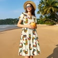 thumbnail image 4 of Naloa Boho Chicken Print Womens Summer A-Line Dress with Pockets,Short Sleeve Dresses,Flowy Beach Swing Dress for Vacation Travel, 4 of 6