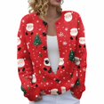 thumbnail image 2 of Chandails d'Hiver Grande Taille pour Femmes Automne Femmes Noël 3d Bouton Cerf Cardigan en Peluche Rouge Brique L, 2 of 7