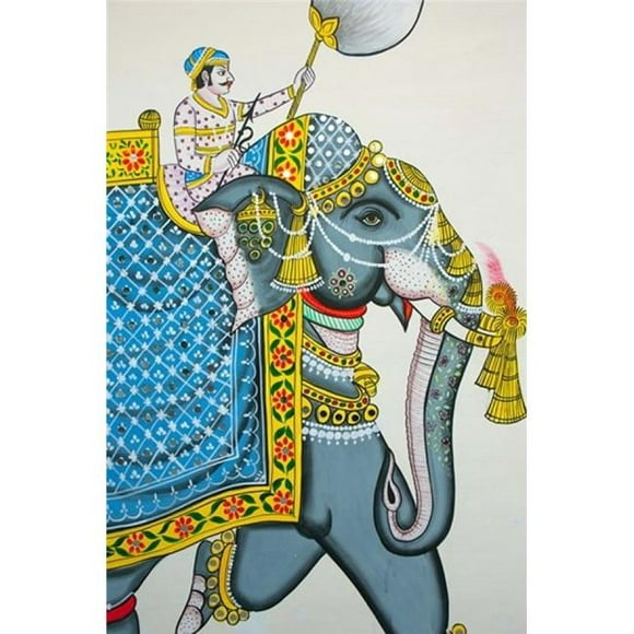 Danita Delimont PDDAS10IHO0104B Éléphant Mural Mahendra Prakash Hôtel Udaipur Rajasthan Inde Affiche Imprimée par Inger Hogstrom, 24 x 36