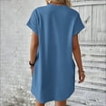 thumbnail image 6 of Lovskoo Women's Round Neck Short Sleeve Summer Dresses Roll Up Sleeve 2024 Spring Casual Loose T-Shirt Tunic Short Dress with Pockets Navy 2XL, 6 of 7
