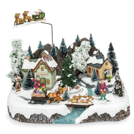 Best Choice Products Animated Musical Pre-Lit Tabletop Christmas Village with Rotating Tree, Santa's Sleigh and