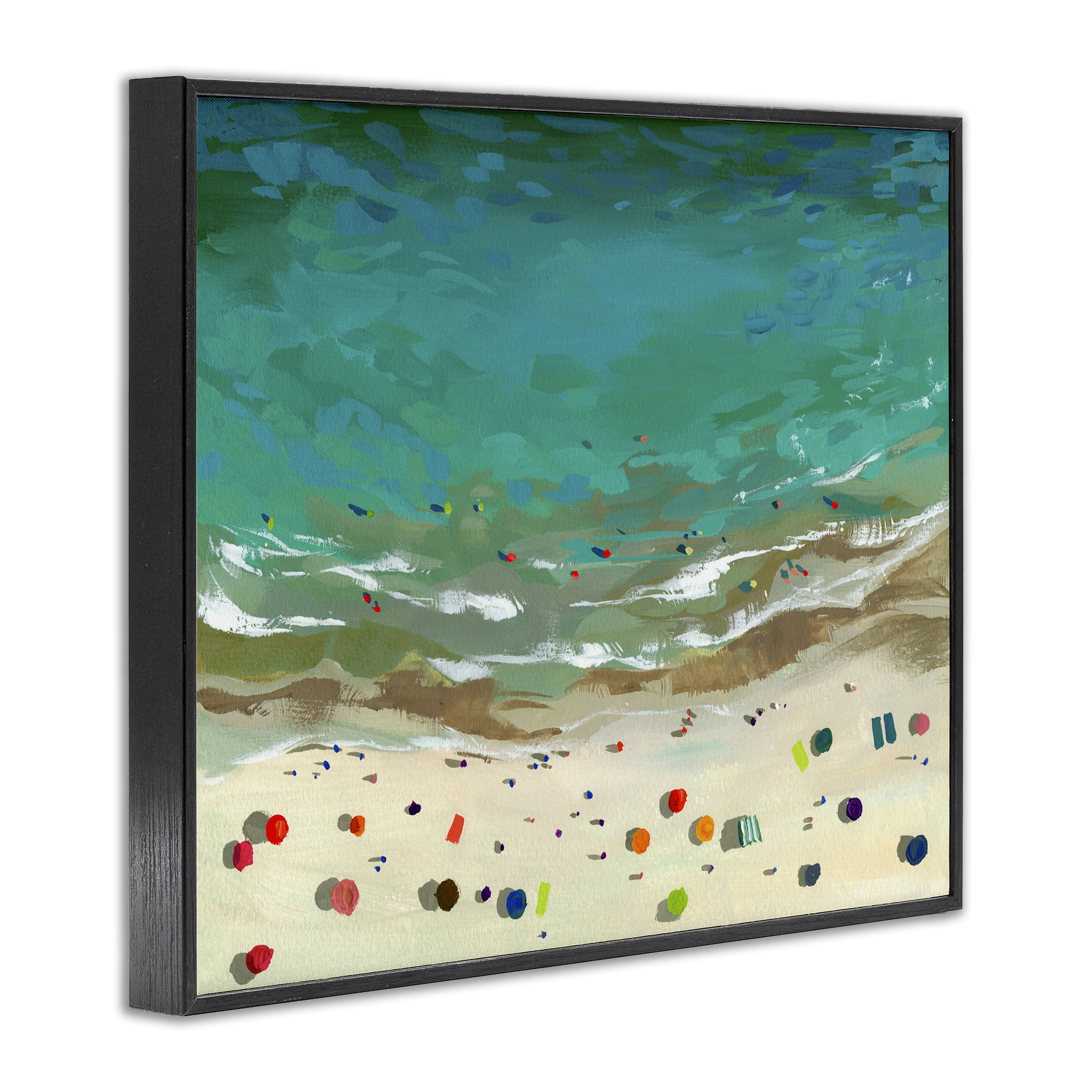 Stupell Industries Aerial Turquoise Shoreline Black Framed Giclee Art, design by Brook Page