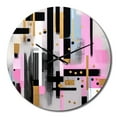 thumbnail image 2 of Designart "Bold Stripes Pink Gold Elegance" Cubism Oversized Wall Clock, 2 of 5