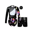thumbnail image 2 of iiniim Girls Sparkly Gymnastics Leotards 3Pcs Athletic Bodysuit with Tumbling Shorts and Scrunchie Black 6, 2 of 7