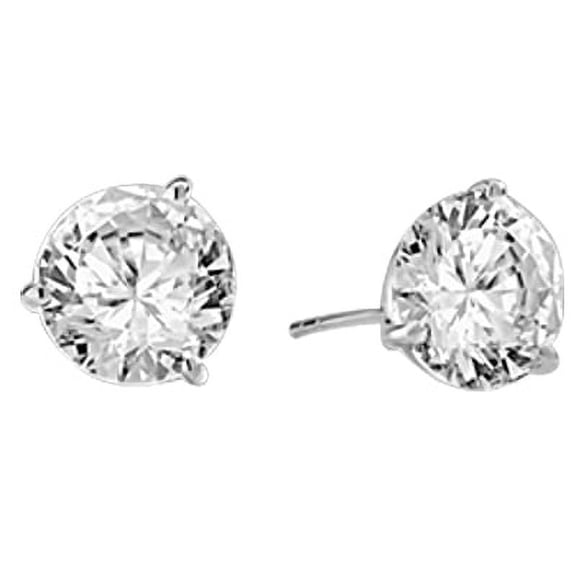 Prong Set Martini Stud Earrings with Simulated Round Diamond by Diamond Essence set in 14K White Gold - 6 Cts.t.w.