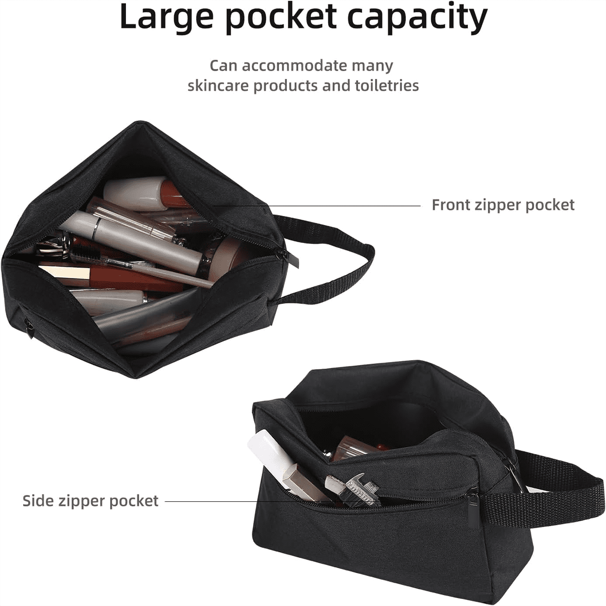 Men's Black Toiletry Bag, Portable Travel Toiletry Storage Bag With Handle, Waterproof Shaving And Makeup Storage Bag, Travel Essentials