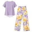 thumbnail image 6 of Capri Sets Women 2 Piece Outfits Lounge Sets Printed Capris Top Wide Leg Crop Pants Travel Beach Vacation Clothes, 6 of 6
