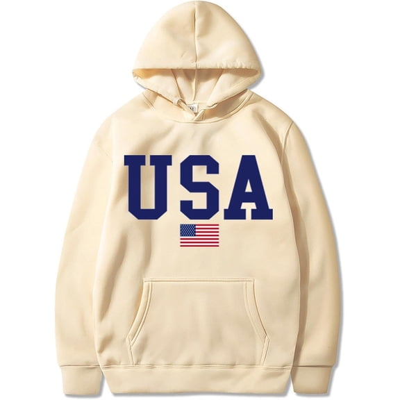 USA Hoodie Women Men Unisex Casual Graphic Patriotic American Flag Pullover Hoodie July 4th Drawstring Sweatshirt