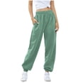 thumbnail image 4 of Wyobmus Loose Sweatpants for Women Joggers Pants Casual Drawstring Sweat Pants Workout Athletic Pants With Pockets E-Green, 4 of 6