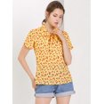 thumbnail image 3 of Blusa para Mujer Allegra K estampado de Cereza con cuello con Corbata de lazo Amarillo L, 3 of 6
