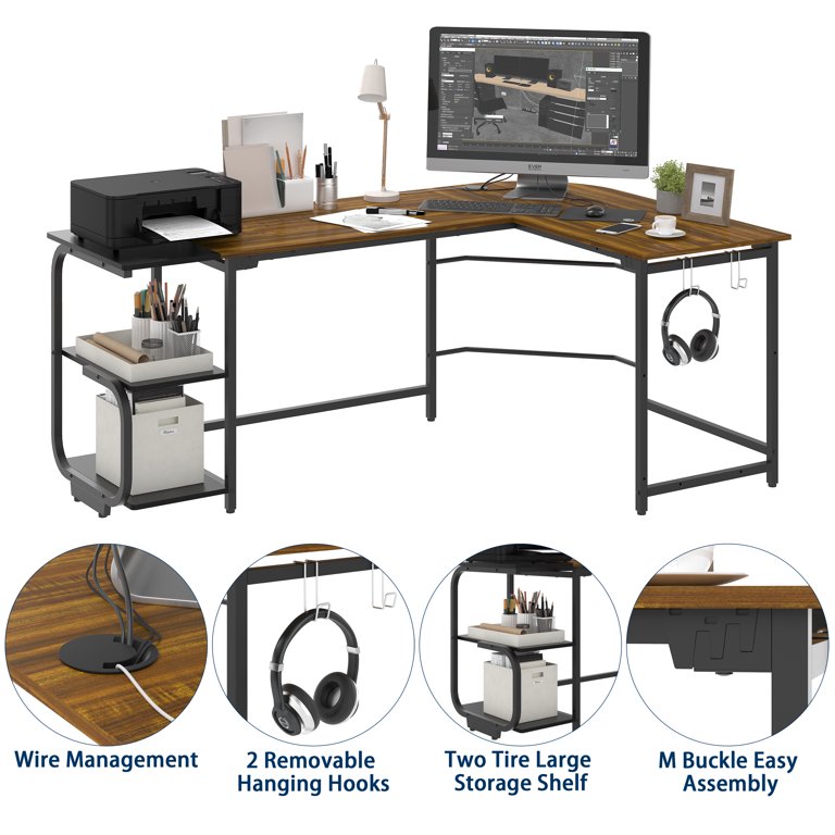 70 Computer Desk Home Office Desk with Storage Shelf