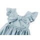 thumbnail image 4 of Vestido Dutebare para niñas pequeñas, algodón y lino, con volantes, azul claro, 4 of 6
