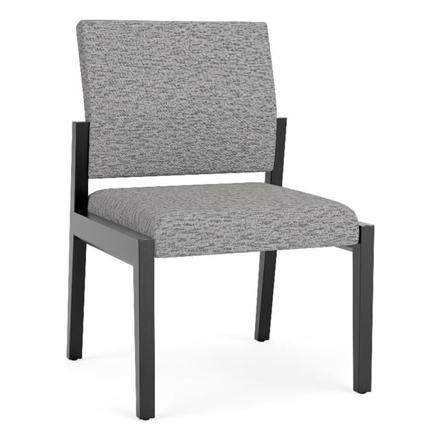 Pemberly Row Waiting Reception Armless Guest Chair Wood Frame in Gray