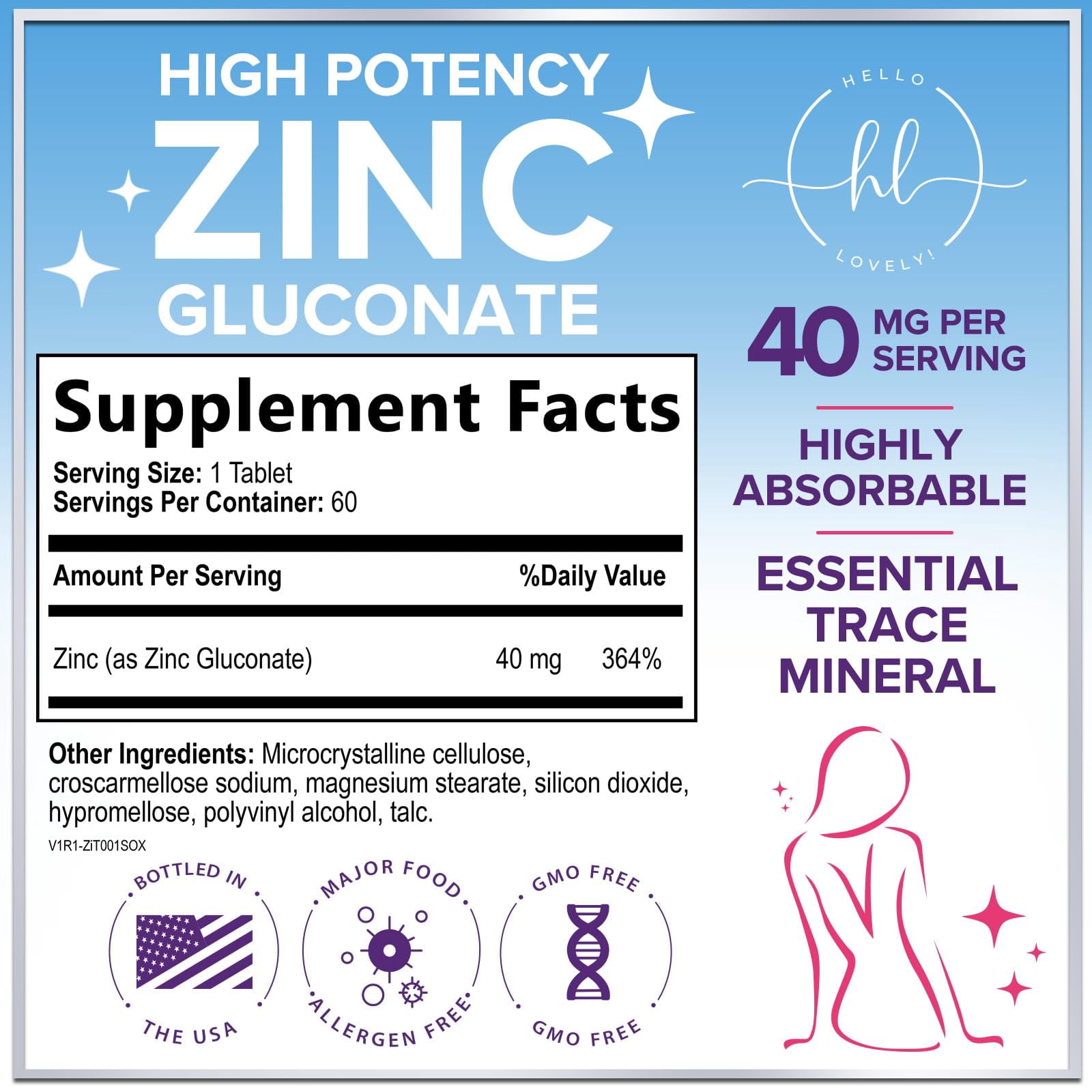 glutathione zinc gluconate Zinc Supplements 40mg - High Potency Immune Support & Antioxidant  Supplement