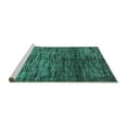 thumbnail image 2 of Ahgly Company Machine Washable Indoor Round Abstract Turquoise Blue Modern Area Rugs, 7' Round, 2 of 4