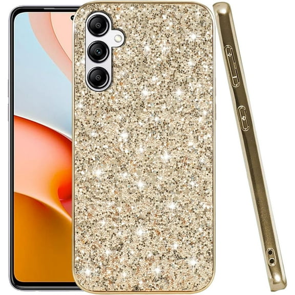 Compatible with Samsung Galaxy A54 Case Glitter, Ultra Slim Sparkly Samsung A54 Phone Case Cute with Silicone Shockproof Protective Bumper Cover for Women (Gold)