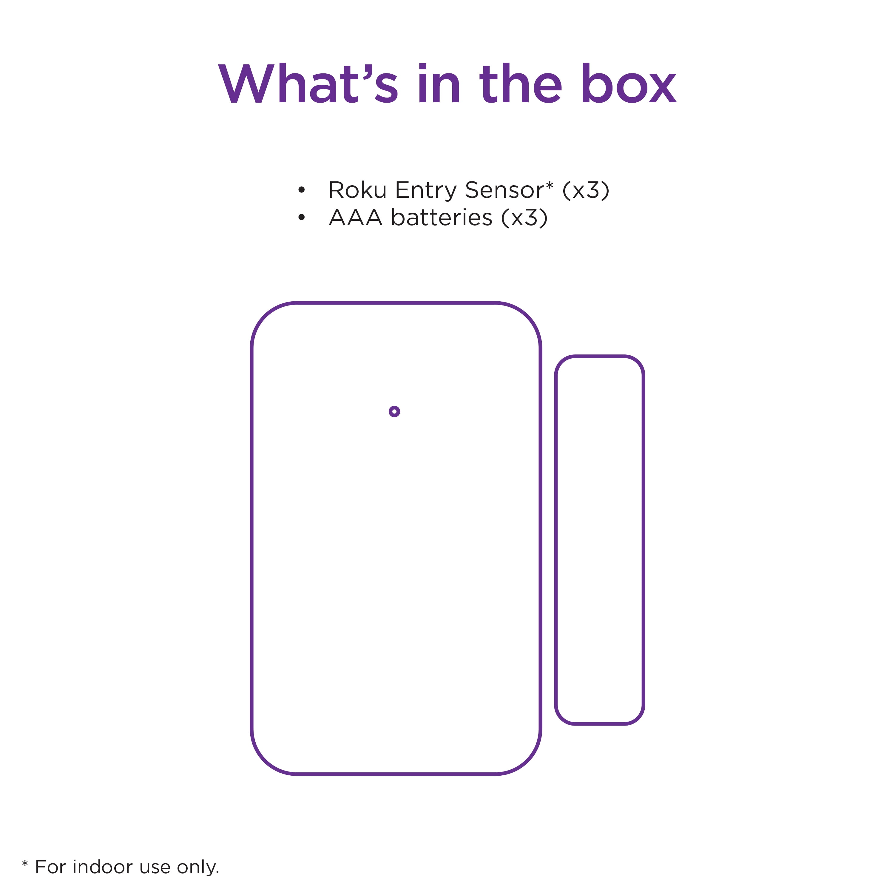 Roku Smart Home Entry Sensor 3-Pack Wireless Battery-Powered Add-on for Home Monitoring System with Entry & Exit Detection and Instant Notifications
