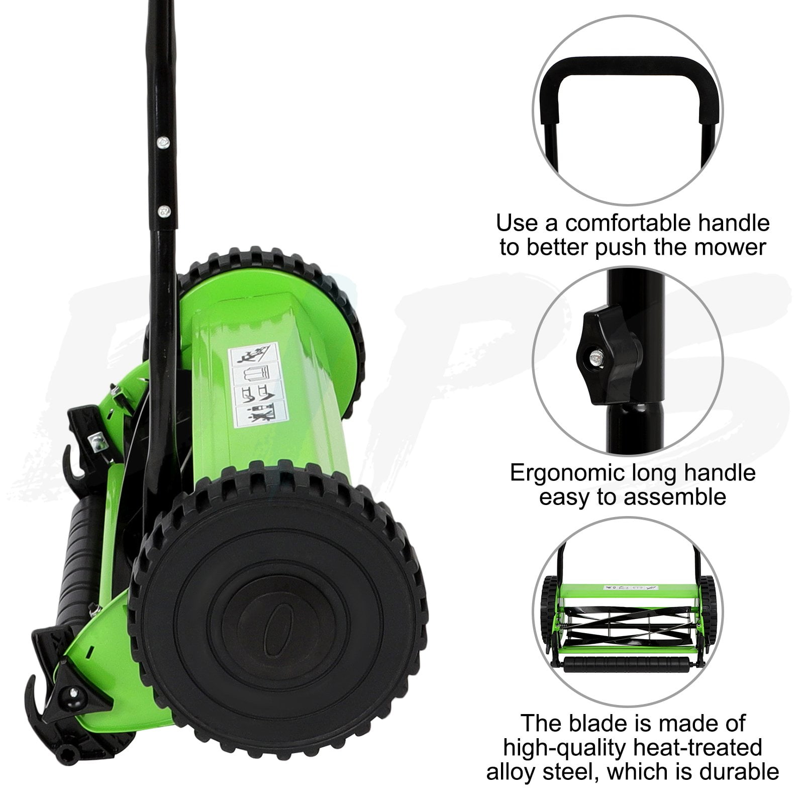 ECCPP 12-Inch Quiet Cut Push Reel Lawn Mower with 5-Blade Push Reel,Golf  Course Grass