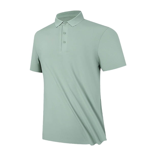 Weiqiqre Mens T-shirt Summer Lapel Solid Button Daily Casual