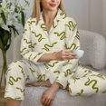 thumbnail image 6 of Honeii Green Snake print Women's Pajama Sets Long Sleeve Button Down Sleepwear Nightwear Soft Pjs Lounge Sets-XX-Large, 6 of 7