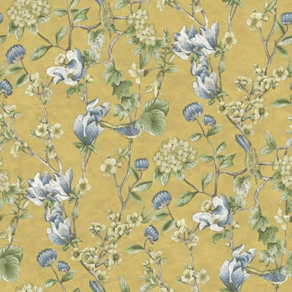 Holden Floral Bird Trail Non-pasted Wallpaper  396in x 20.8in Yellow