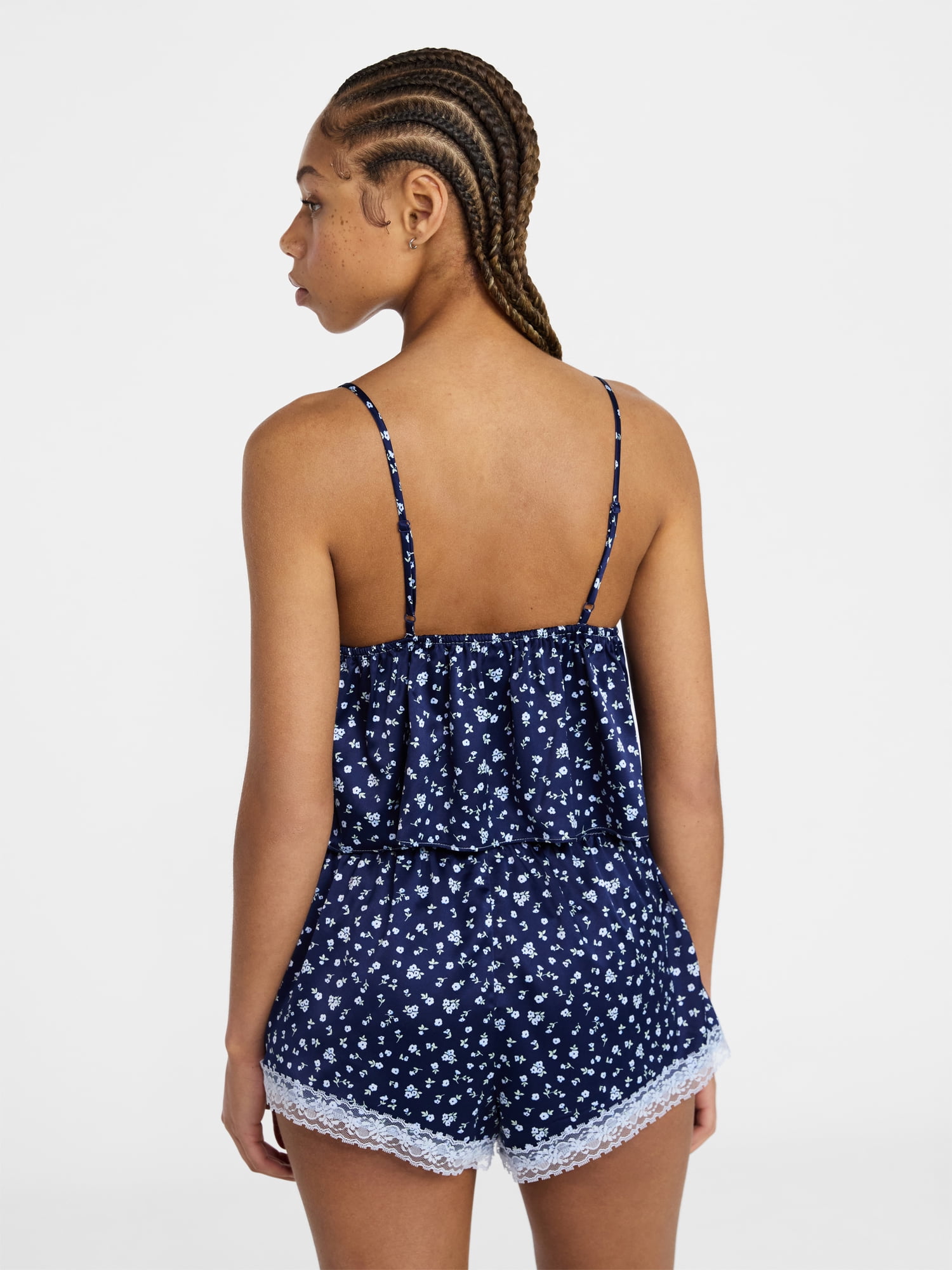 No Boundaries Satin Cami and Shorts Sleep Set, 2-Piece, Women's XS-XXL