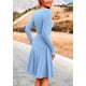 thumbnail image 2 of Vestido PRETTYGARDEN Azul Celeste de Manga Larga en Punto Acanalado Talla L, 2 of 8