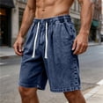 thumbnail image 4 of Havenx Casual Denim Shorts for Men Elastic Waist Drawstring Jean Shorts with Pockets Wide Leg Short Pant Classic Summer Baggy Loose Fit Clothes,Dark Blue 7XL, 4 of 7